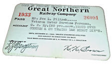 1933 GREAT NORTHERN RAILWAY EMPLOYEE PASS #26091 picture