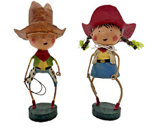 Lori Mitchell Getty Up Lil' Cowgirl & Cowboy HTF Pair Figurines Read picture