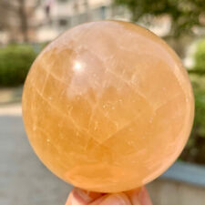 325G Natural High Quality Crystal Yellow Ice Ball Reiki Cures Craft picture