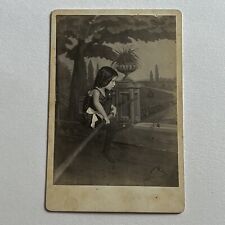 Antique Cabinet Card Photograph Girl Boy Circus Tight Rope Walker Fort Worth TX picture
