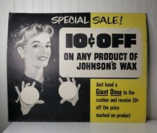 Vtg Johnson's Wax Advertising Sign Cardstock Cardboard Store Display  picture
