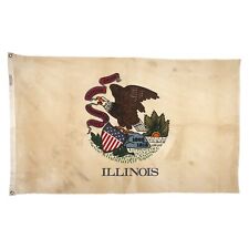 Vintage Cotton Illinois American State Flag Cloth USA Eagle Chicago Distressed picture