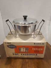 Vintage Mirro 2 Qt Casserole Dish/Pan w Lid and Holder Carrier In Original Box  picture