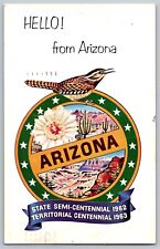 Arizona - Official Seal of Arizona's State Semi-Centennial - Vintage Postcard picture