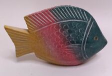 Vintage Hand Carved Wooden Tropical Colorful Fish Figurine Nautical Ocean Decor picture