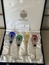 Signed Faberge Imperial Czar Crystal Liqueur Cordial Glass SET Of 4 In BOX picture