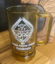 Rare Tri Gamma Sorority Amber Glass 12 Oz Beer Mug Stein Mint picture