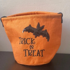Canvas cute stylish black & orange sequin bat Halloween trick or treat tote bag picture