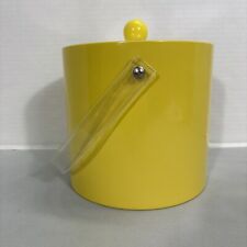ICE BUCKET- Vintage Yellow Vinyl, Clear Lid and Handle-Mid Century Modern picture