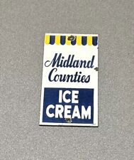 VINTAGE MIDLAND COUNTIES ICE CREAM DOOR PALM PUSH PORCELAIN SIGN CAR GAS OIL picture