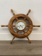 Schatz Royal Mariner 8 Bell Nautical Clock 6” With Key, Brass/Wood picture