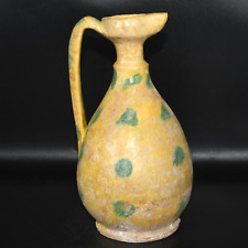 Intact Ancient Abbasid Caliphate Glazed Ceramic Ewer Pitcher 10th - 11th Century picture