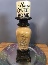 1 John 4:19 Candle Holder Pillar Ceramic Pearl-Like Finish , Stands 10'1/4 High picture