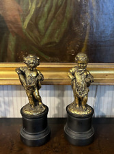 Pair of Beautiful Italian Gold Borghese Figures Statues Young Boy & Girl picture