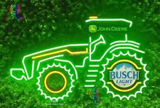 24'' John Deere Farm Tractor Busch Light Beer Bar LED Neon Lamp Sign With Dimmer picture