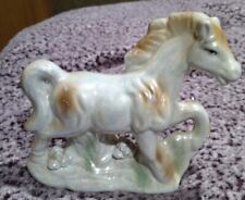 Antique Ceramic Prancing Horse Luster Lustre Pearl Type Glaze Small Imperfection picture
