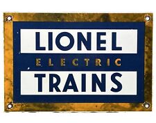 VINTAGE LIONEL ELECTRIC TRAINS PORCELAIN SIGN METAL GAS OIL STEEL U.S.A. STATION picture