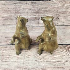 Vintage Carved Stone Bear Bookends Pair Of 2 Made In India picture