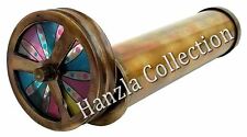 Nautical Brass Antique Double Rotating Wheel Stained Glass Kaleidoscope , picture