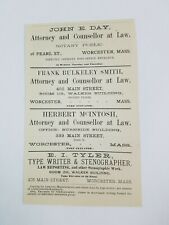 1890 Worcester Massachusetts Advertisement Lawyer Frank Smith John Day McIntosh picture