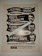 Boots Randolph, Floyd Cramer, Danny Davis 1973 8x11 Magazine Ad picture