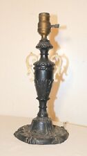 antique ornate black thick cast iron brass weber boudoir electric table lamp  picture