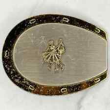 Vintage Silver and Gold Tone Horseshoe Square Dancing Western Belt Buckle picture