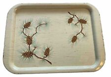 MID-CENTURY MODERN METAL TRAY BIRCH TREE LOOK BACKGROUND WITH PINE CONES DESIGN picture