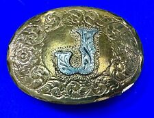 Letter Initial J Monogram Kenny Rogers Silversmith ADM Collection belt buckle picture