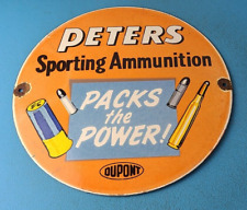 Vintage Peters Ammunition Sign - Firearm Rifles Shotguns Gas Pump Porcelain Sign picture
