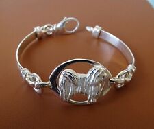 Small Sterling Silver Havanese Standing Study Soft Bangle Bracelet picture
