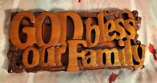 God Bless Our Family Mahogany Wood Hand Made Sign Plaque picture