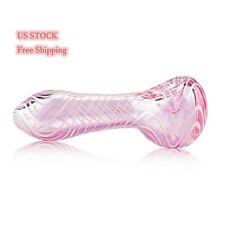 4 Inch Sweet Pink Tobacco Smoking Glass Pipe Collectible Handmade Spiricle Pipes picture
