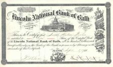 Lincoln National Bank of Bath, Maine - Banking Stock Certificate - Banking Stock picture