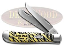 Case xx Knives 'Best Dad Ever' Yellow Mini Trapper Stainless Pocket Knife picture