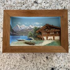 Vintage Huggler and Company Interlaken Shadow Box Switzerland cabin lake chalet picture