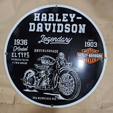 HARLEY LEGENDARY PORCELAIN ENAMEL SIGN 30 INCHES ROUND picture