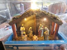 HOLIDAY TIME LIGHTED NATIVITY MARY BABY JESUS JOSEPH 3 WISE MEN CHRISTMAS NOS picture