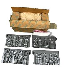 Vintage NEW - 1996 John Wright Cast Iron Christmas Candy Mold Set of 2 picture