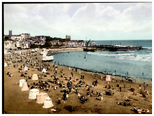 England. Broadstairs. The Sands. Vintage photochrome by P.Z, photochrome Zurich picture