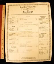 VINTAGE THE EAGLE TAVERN MENU CLINTON MICHIGAN SMOKED COD WITH EGG $7.25 - WOW  picture