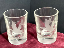 2 FEDERAL GLASS Shot Glasses 3 oz. Sportsman w/Etched Canadian Geese MCM Vintage picture