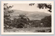 View from The Dalles Scenic Drive Oregon Boats on River Real Photo RPPC Postcard picture