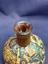 Vintage Genuine Leather Wrapped World Map Wine Bottle From Italy Italian picture
