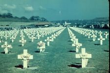Vintage 35mm Slide WW2 Field of Crosses Veteran GI Memorial WWII 40s or 50s picture