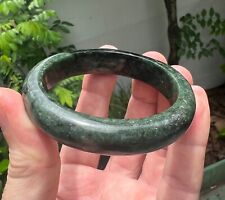 Handmade Burmese Jadeite Bracelet Bangle Green Black Type A picture