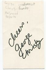 George Christy Signed 3x5 Index Card Autographed Columnist Hollywood Reporter picture