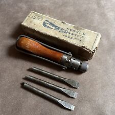 VINTAGE WELTRECORD PAT 800293 NO.IIA RATCHET LEVER SCREWDRIVER w/ THREE BITS  picture