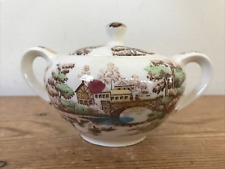 Vintage Antique Nasco Holiday Japanese Porcelain Transferware Sugar Pot w Lid picture