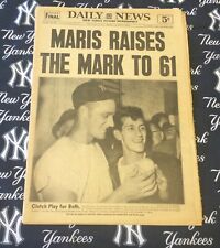 Roger Maris NY Yankees ORIGINAL COMPLETE  Daily News October 2, 1961  NEAR MINT picture